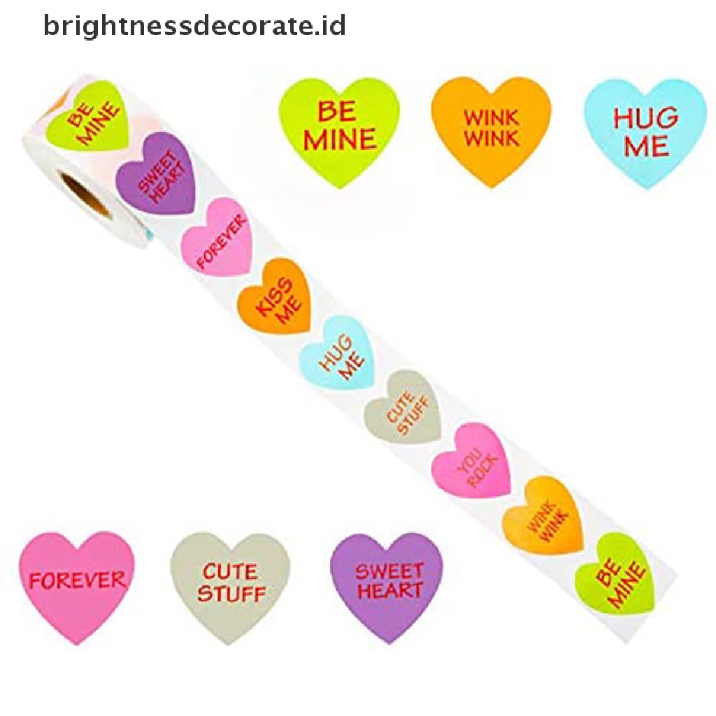 [Birth] 500pcs/roll Stiker Label Cinta Berbentuk Hati Scrapbooking Stiker Perekat Valene's Day Wedding Decor Stationery Sticker Kemasan Segel Stiker [ID]