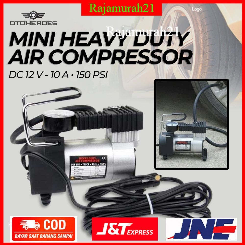 OTOHEROES Mini Heavy Duty Air Compressor DC 12V 150 PSI - Black - OMRS7SBK