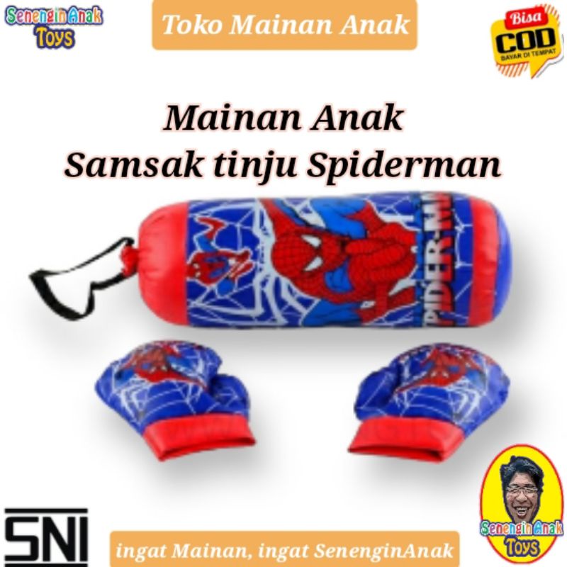 Mainan anak tinju Spiderman murah samsak boxing besar - SenenginAnak