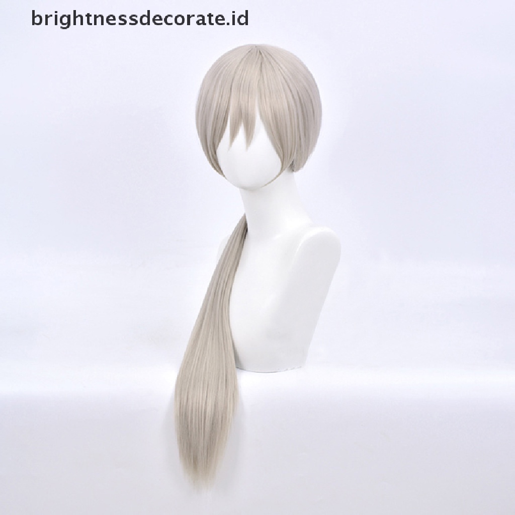 [Birth] Quanxi Wig Rambut Palsu Panjang Silver Grey Anime Chain Man Cosplay Hair Wig Cosplay Sintetis 80cm [ID]