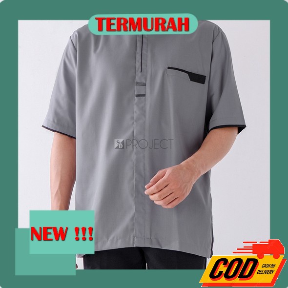 Kemeja Koko Batik Warna Putih Kurta Pria Dewasa Lengan 3/4 Kemko Amran Nazeer Baju Koko Pria Kemeja 