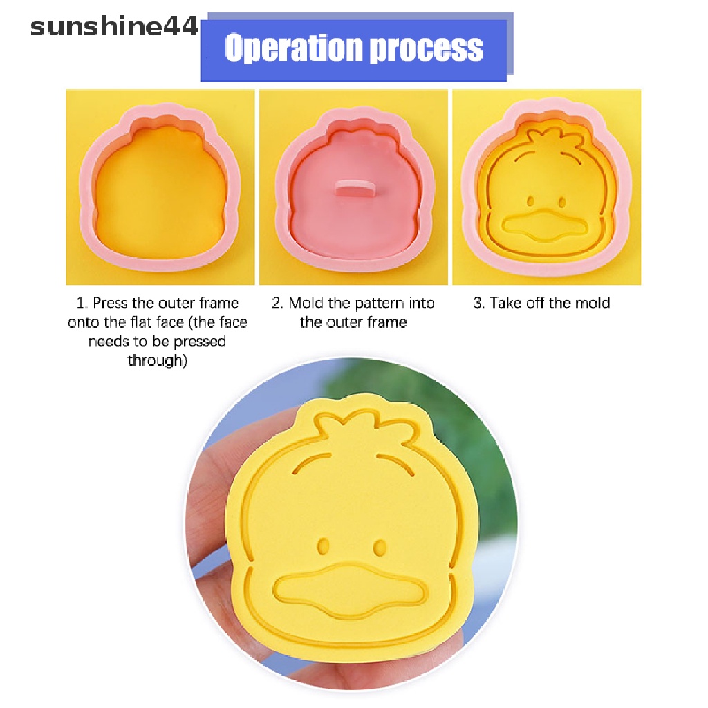 Sunshine 8pcs/Set DIY Kartun Biskuit Cetakan Cookie Cutter 3D Biskuit Cetakan Plastik Kue Cookie Stamp Cookie Decorag Tools.