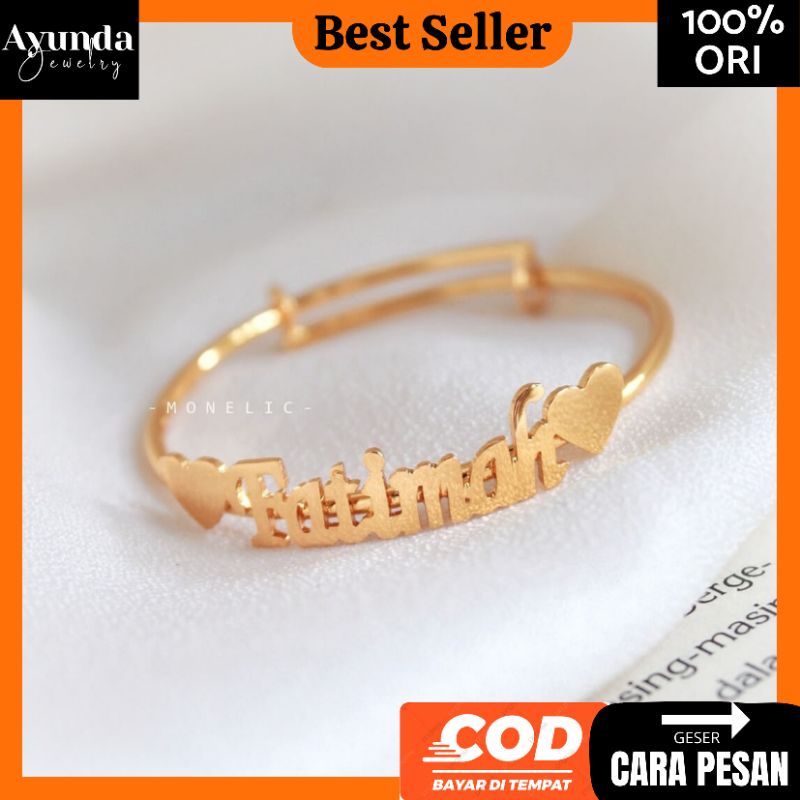 (Bayi-Dewasa) Gelang Nama Titanium Gelang Custom Gelang wanita