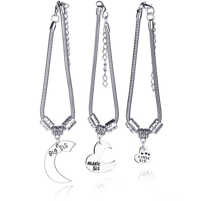 Must Have Px193 Arin 3Pcs Set Gelang Rantai Persahabatan Pendan Hati Motif Huruf Terlaris