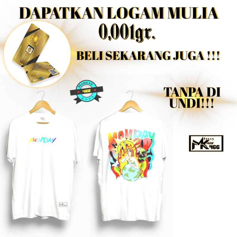 Kaos Monday Reflective | Baju Monday  Streetwear | T-shirt Monday Reflective Katun 24s ( BISA CUSTOM