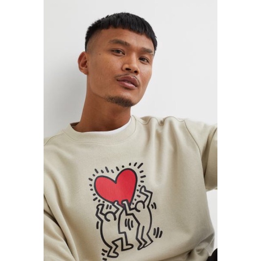 COD 11.11 Crewneck H&amp;M Keith Haring Sweater Beige HnM Pria Wanita