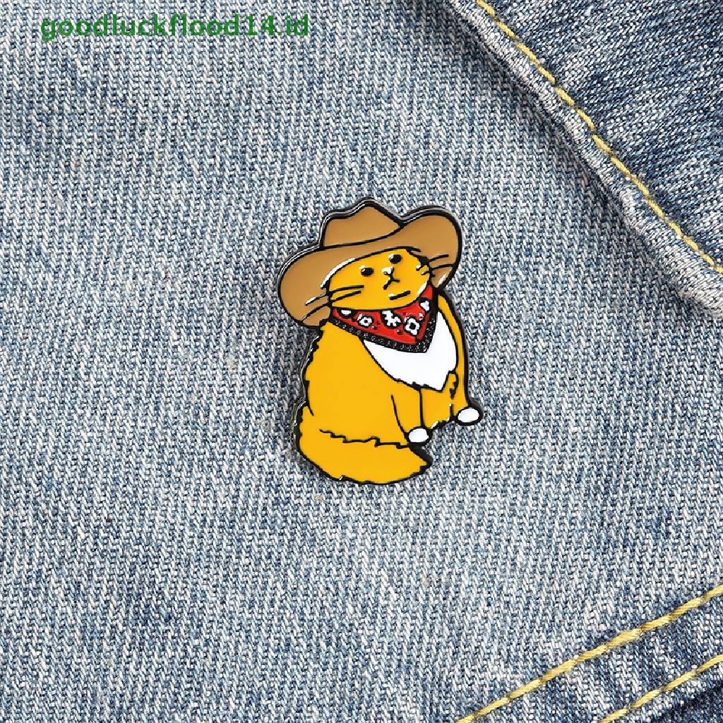 [GOOGFOUR] Koboi Kucing Enamel Pin Lucu Hewan Topi Bros Kemeja Kerah Tas Lucu Lencana Hadiah [TOP]