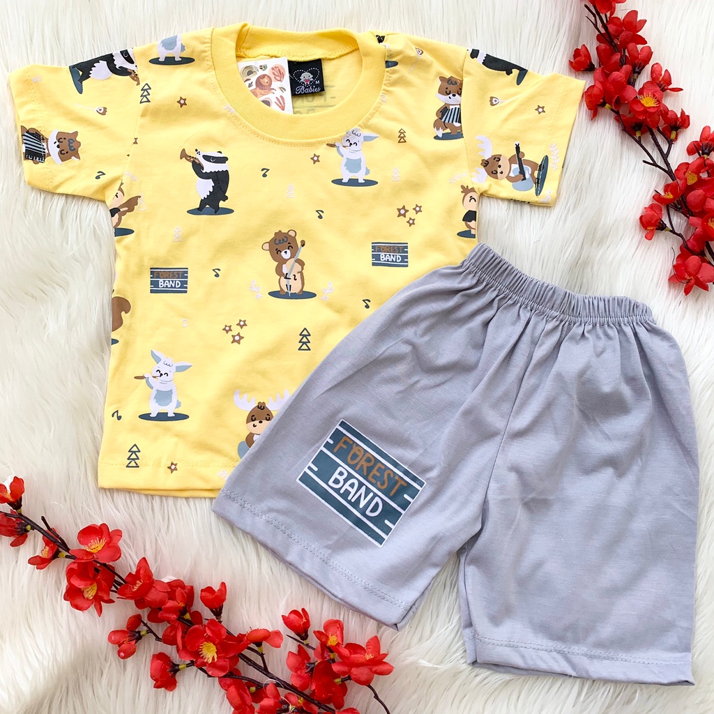 Baju setelan kaos celana pendek gambar lucu fashion anak bayi lakilaki cowok baby boy murah -for