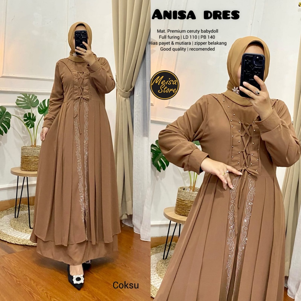 ANISA DRESS MAXY GAMIS BY MEISA BAHAN PREMIUM CERUTY BABYDOL FURRING HIAS PAYET MUTIARA