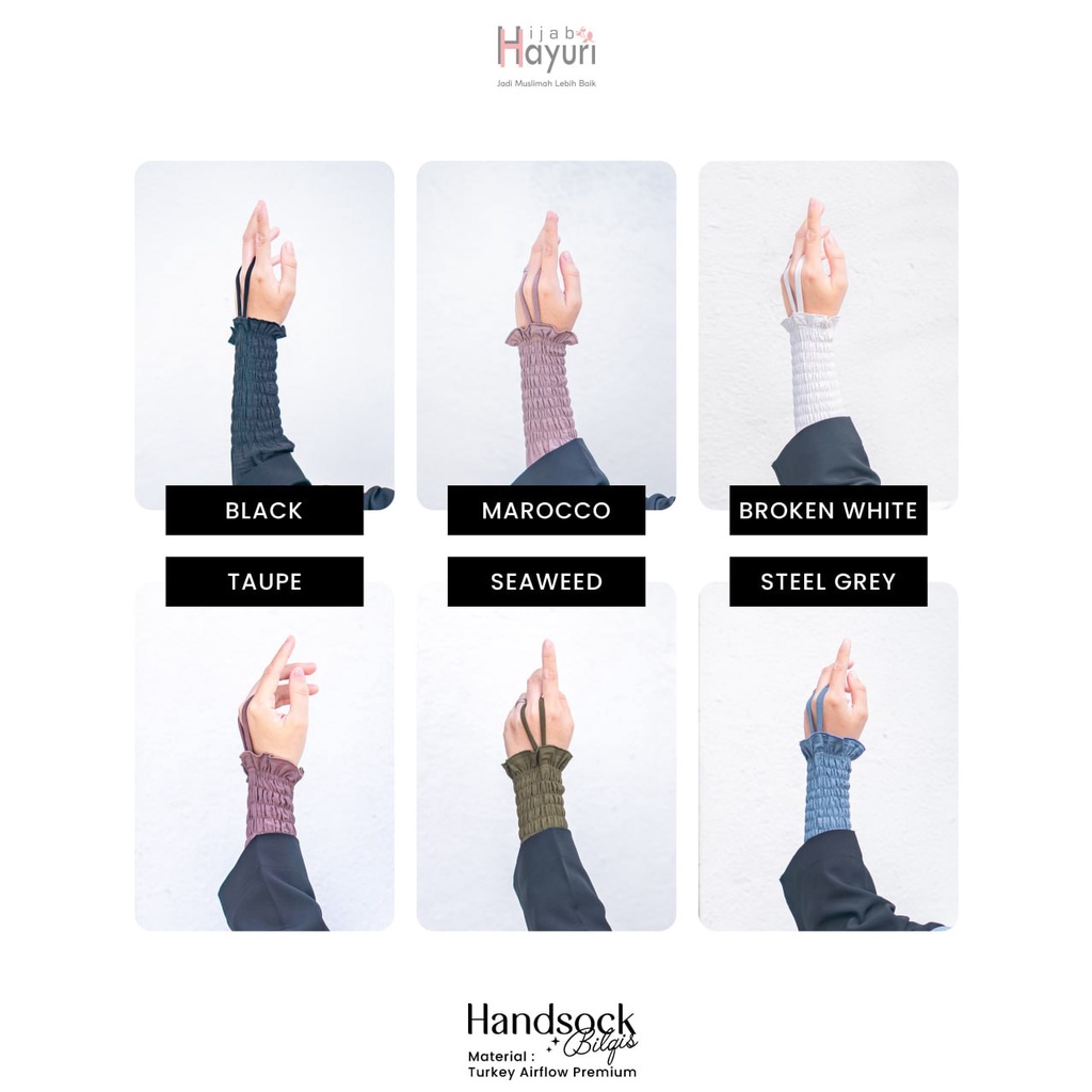 Handsock Bilqis by Hijab Hayuri - Sarung Tangan Bilqis / Handsock Polos Bilqis / Kaos Kaki Tangan Mu
