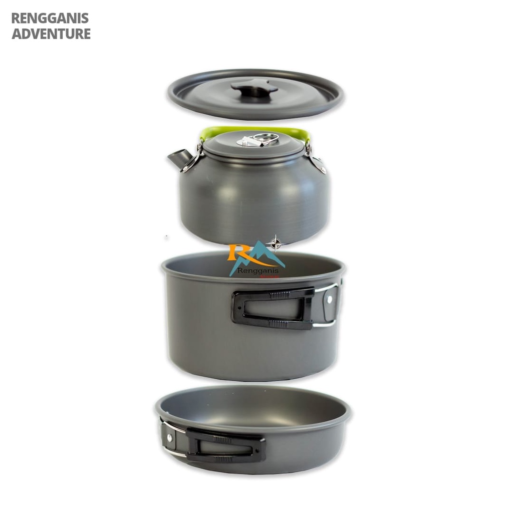 Cooking Set DS 308 Nesting Panci Penggorengan Camping Kemah Kettle