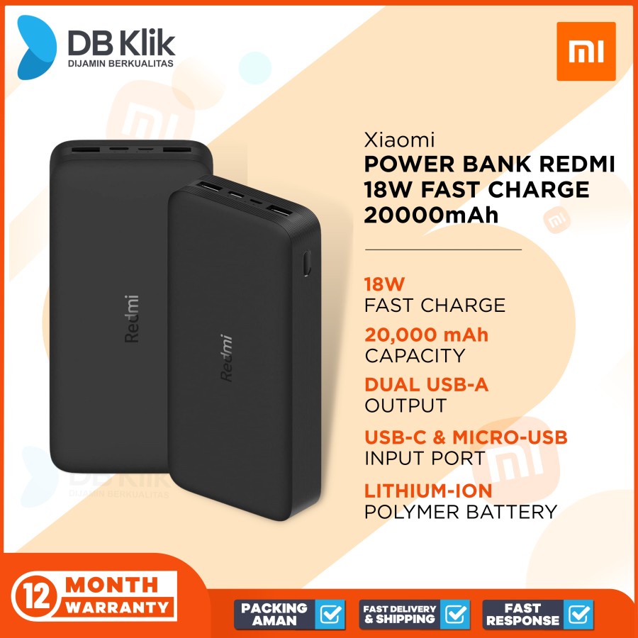 Power Bank Xiaomi Redmi 18W Fast Charge 20000mAh ( Redmi 18W 20000mAH)