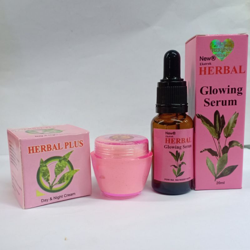 Paket 2 pcs | Herbal Plus Cream &amp; Serum Glowing