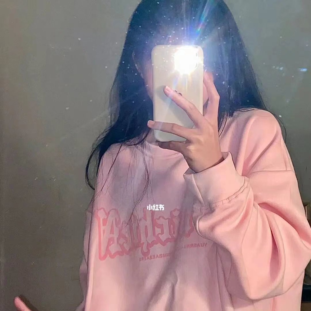 ✌❈❁Sweater hiphop Amerika bagian tipis musim gugur baru Susu Jepang manis kebesaran atasan merah muda longgar semua pertandingan