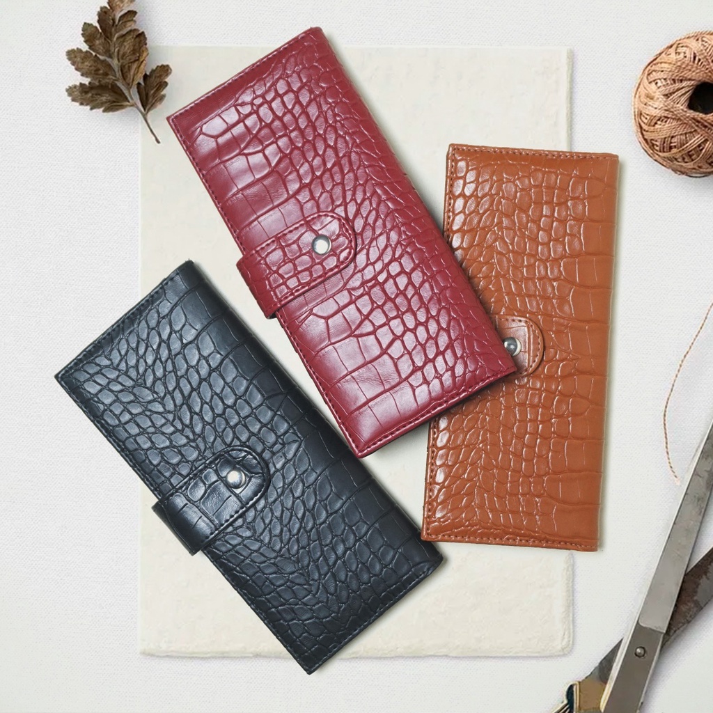 05 Dompet Kancing Panjang Croco Cocok Untuk Mengatur Keuangan Bulanan Wanita