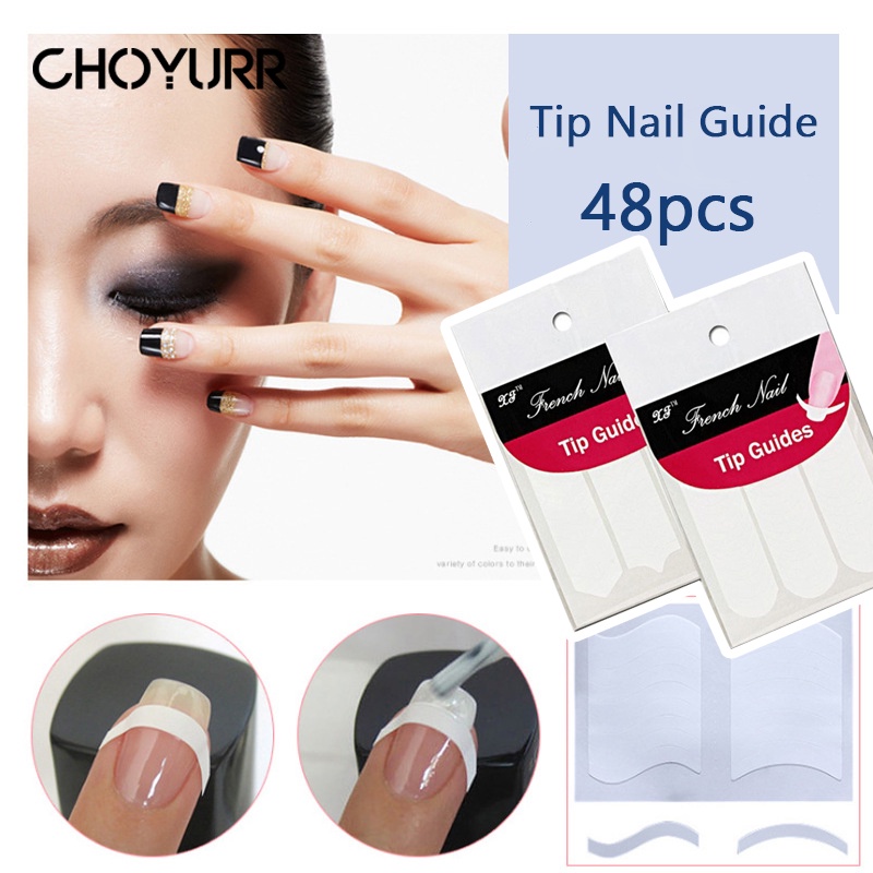 【COD】48pcs Nail French Sticker / French Tip Nail Guide / Stiker French / Nail Art Sticker Cetakan Kuku French Manicure DIY Stiker Kuku-CH