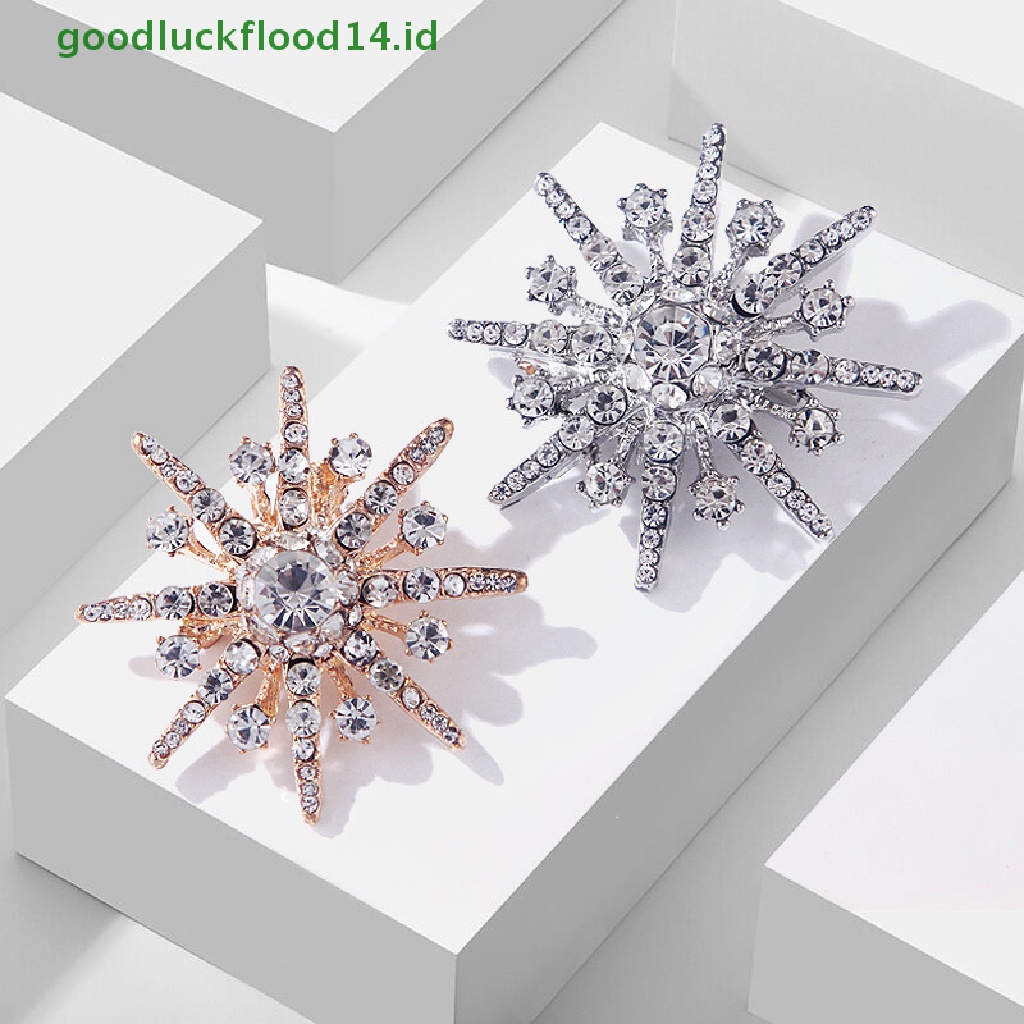 [GOOGFOUR] Vintage Berlian Imitasi Snowflake Bros Octagon Star Studded Brooch Retro Lencana Jas Pakaian Bros Fashion Aksesori Pria Wanita Jas Kerah Pin [TOP]