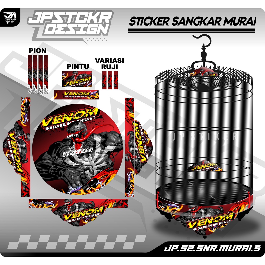 Sticker Decal Sangkar Murai Batu Stiker Ebod Radja BnR Setiker Dekal Kandang MURAI BATU VENOM JP.S2-5
