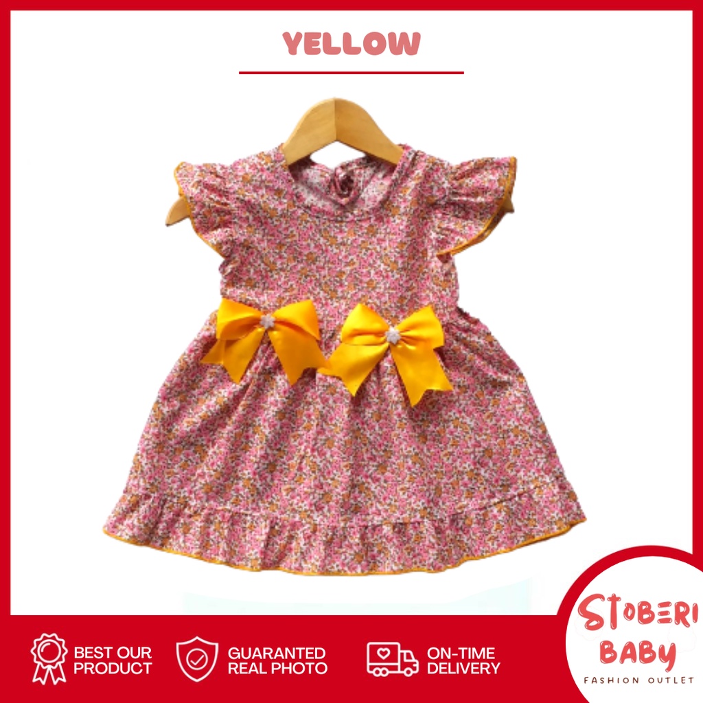 stoberi baby - (EXCLUSIVE ON STOBERI BABY ) Dress Bayi Motif Animal Lucu Baju Bayi Perempuan / QIU2 DOUBLE RIBBON