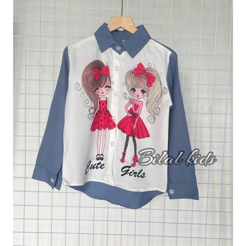 STELAN BAJU ANAK VIRAL / KEMEJA PRINTING ANAK PEREMPUAN LENGAN PANJANG 1-6 TAHUN