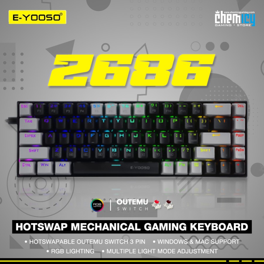 E-YOOSO Z686 68% Mini RGB Hotswap Mechanical Gaming Keyboard