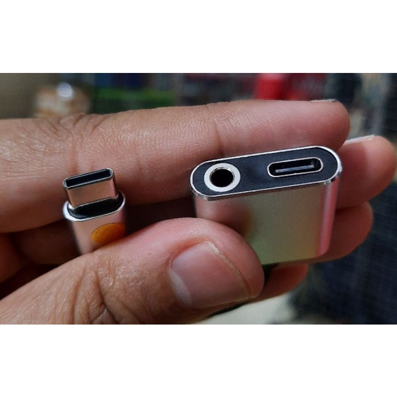 SAMBUNGAN 2 IN 1 TYPE C TO AUDIO JACK 3.5MM PENYAMBUNG TYPE C CHARGER HANDSFREE