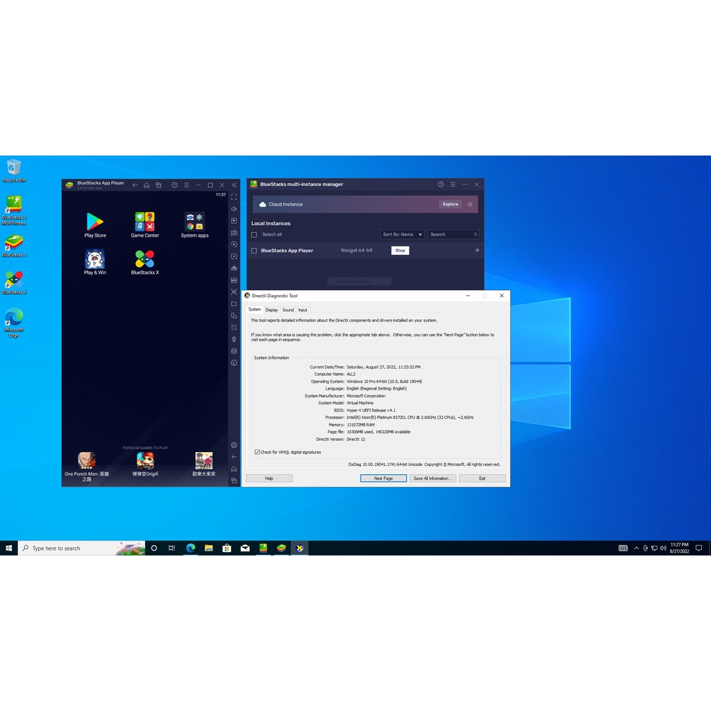 RDP Spek 32CPU, 48CPU, 64CPU, /CORE  7 Hari Support Emulator Blustack