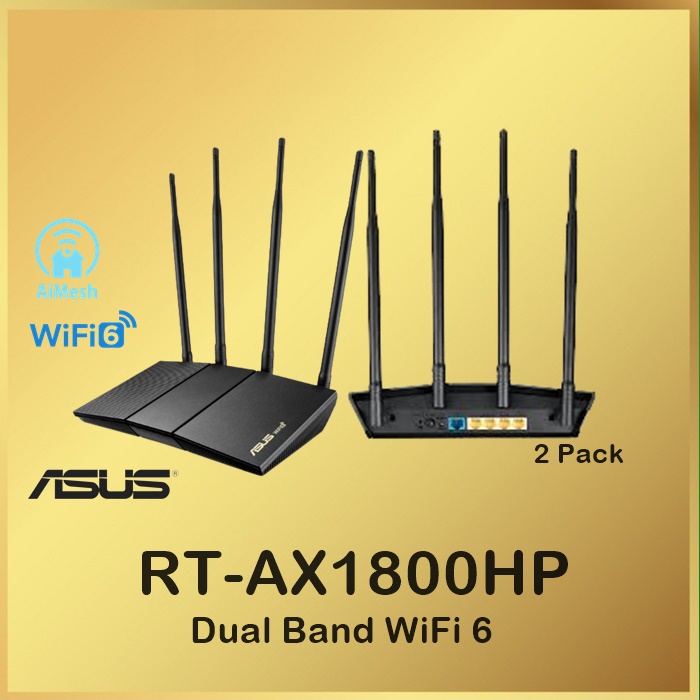 ASUS RT-AX1800HP AX1800 (2 Pack) Dual Band WiFi 6 Wireless Router with Aimesh