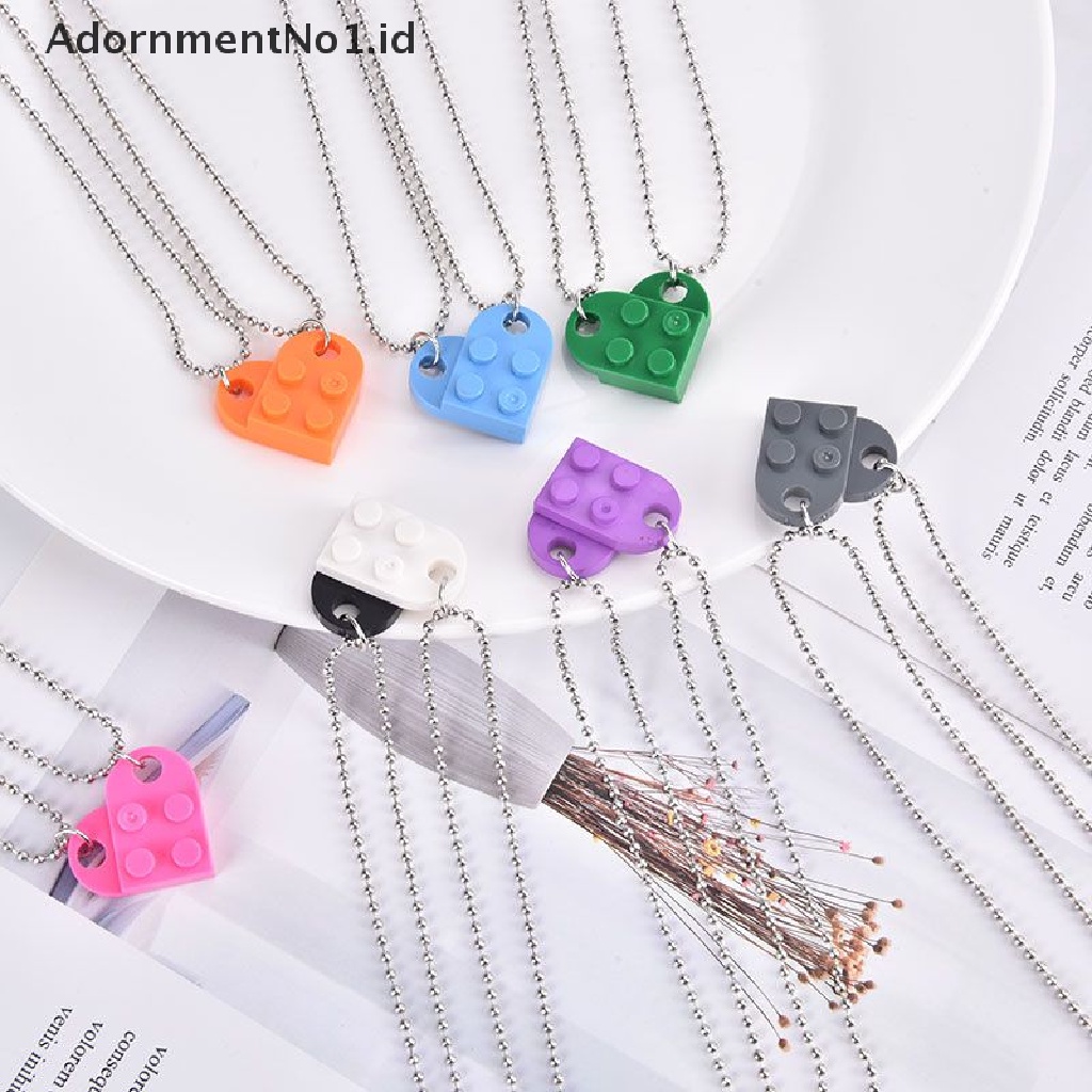 [AdornmentNo1] 2pcs Lucu Cinta Hati Bata Liontin Kalung Pasangan Persahabatan Wanita Pria Element [ID]