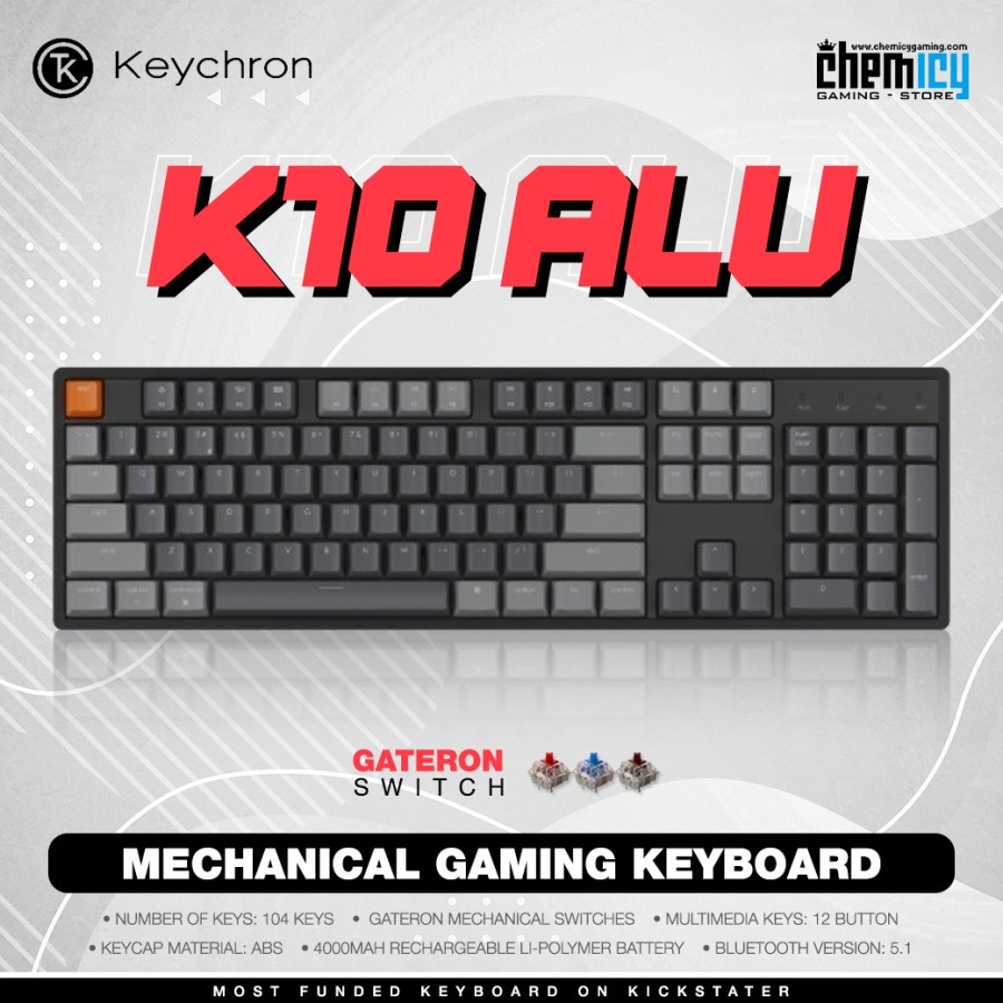 Keychron K10 RGB Aluminum Hotswap Wireless Mechanical Gaming Keyboard