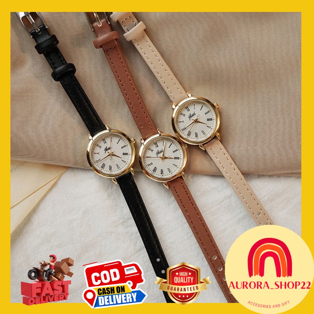 [COD] JAM TANGAN WANITA CASUAL JAM TANGAN ANALOG CUTE IMPORT JAM TANGAN KECIL LUCU BAHAN PU JAM TANGAN FASHION