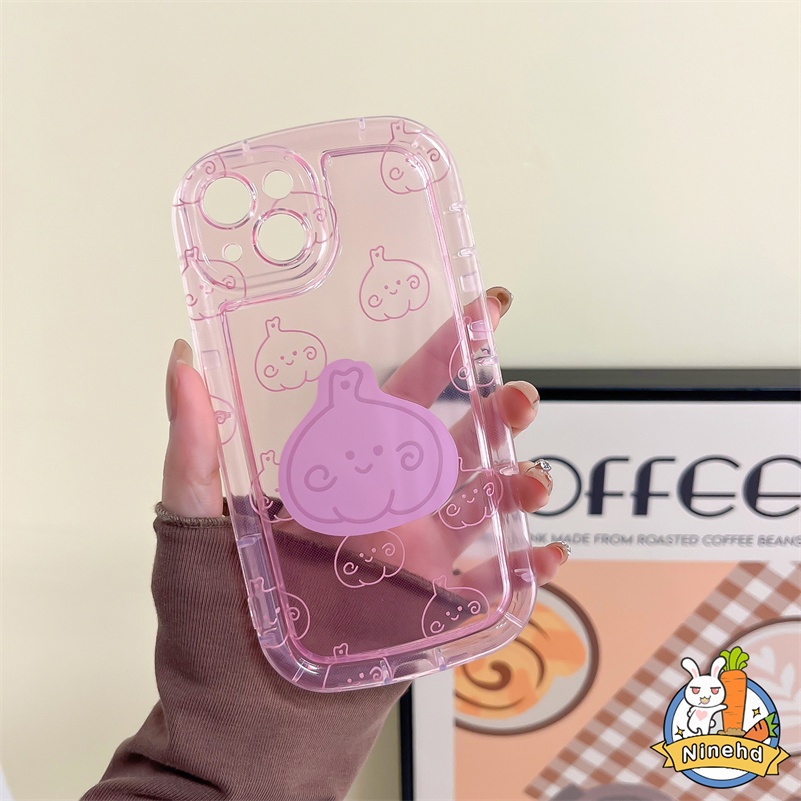 IPHONE Casing Kompatibel Untuk Iphone14 13 12 11 Pro Max X Xr Xs Max8 7 6 6s Plus Pink Garlic Phone Case Tanpa Bracket Penebalan Shockproof Protection Camera Soft Case Cover Pelindung