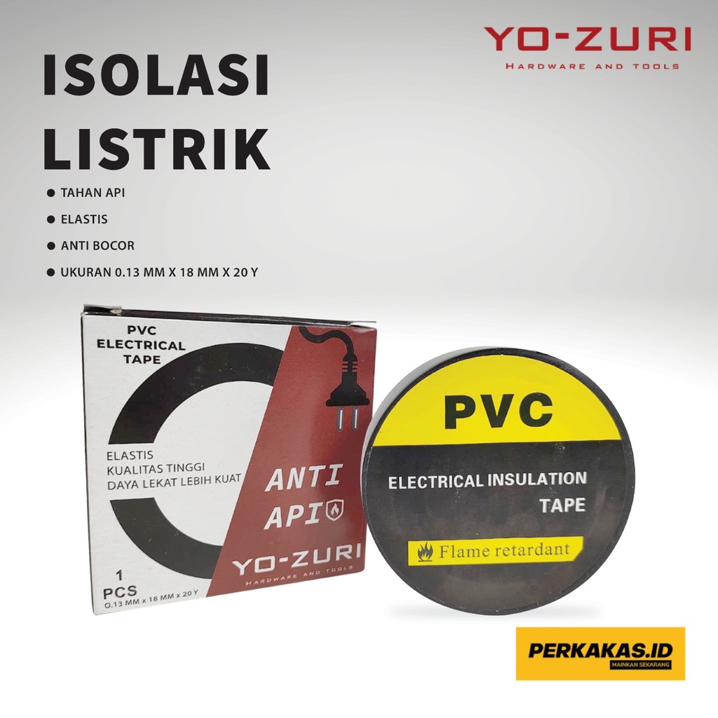 Isolasi Lakban Kabel Listrik PVC Hitam Anti Api YOZURI