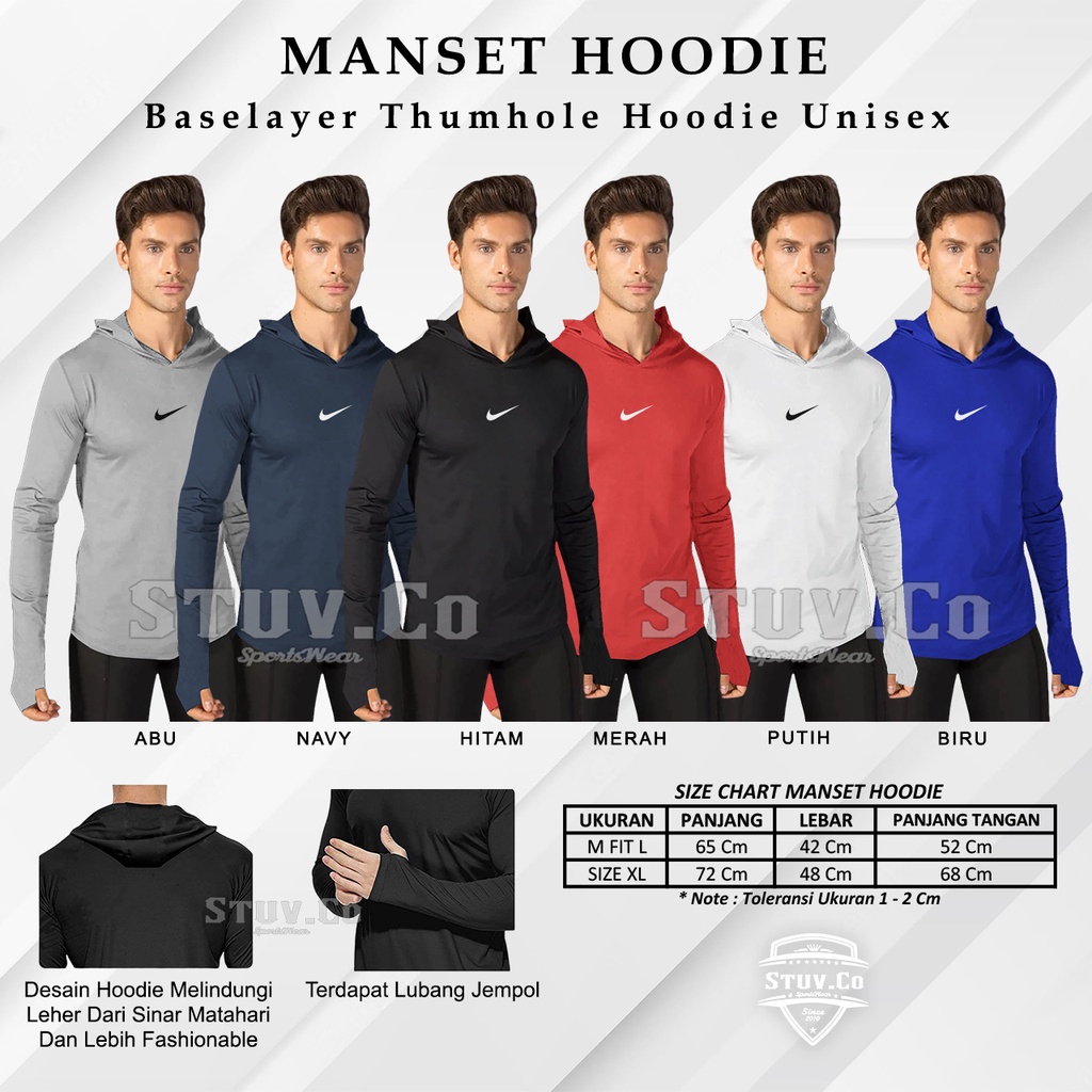 MANSET PRIA BASELAYER HOODIE LENGAN PANJANG OLAHRAGA GYM FITNESS FUTSAL SEPAKBOLA 6 PILIHAN WARNA