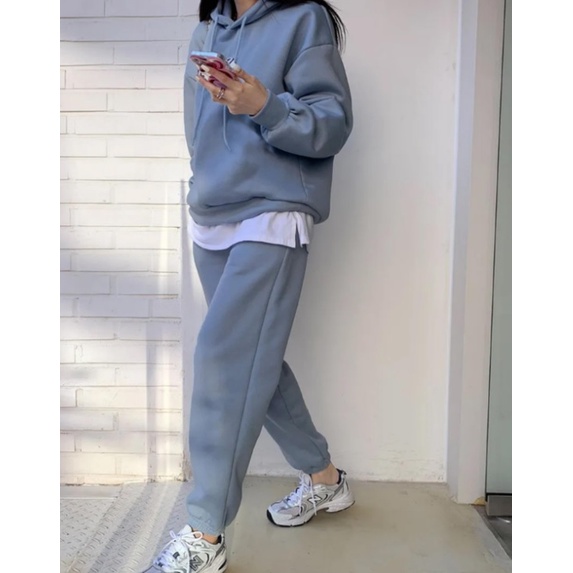 Set Hoodie Jogger Wanita Dan Pria - Setelan