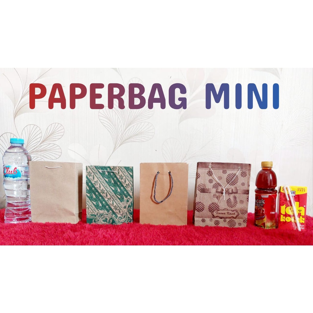 

Paper bag polos coklat MINI/ paperbag motif KAKAK MINI / tas kertas murah polos dan motif