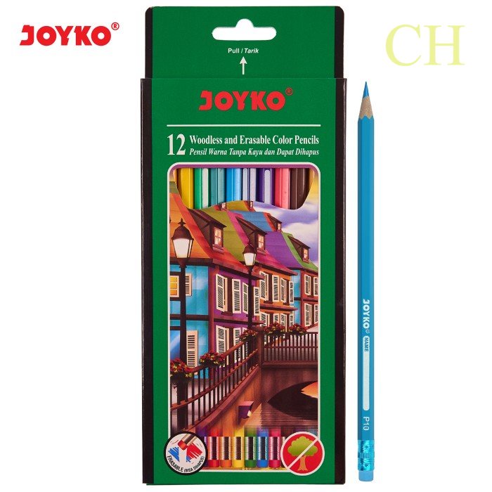 

Joyko Pensil Warna Dapat Dihapus Erasable Color Pencils Hexagonal Grip - 12Warna CP-109