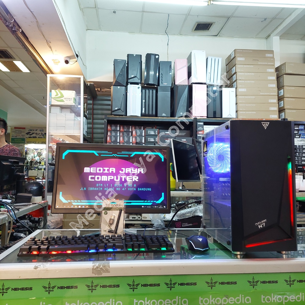 PC Gaming Fullset AMD Athlon 3000G Ram DDR4 16GB HDD - SSD + monitor 19 inch komputer gaming full set paket lengkap rakitan desktop