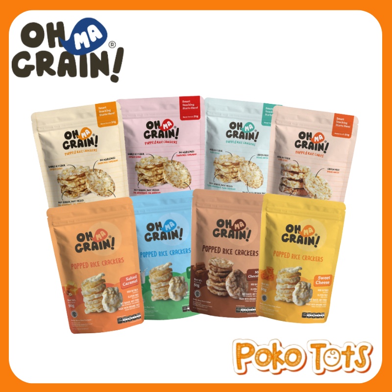 Oh Ma Grain! Popped Rice Crackers 50gr Kreker Beras Snack Cemilan Organik OMG Non MSG WHS