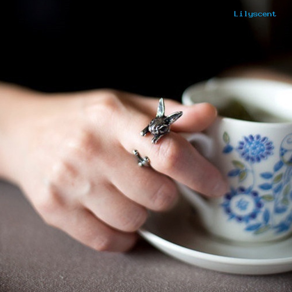 [LS] Vintage Rabbit Mid Finger Knuckle Opening Ring Pasangan Perhiasan Hadiah Ulang Tahun