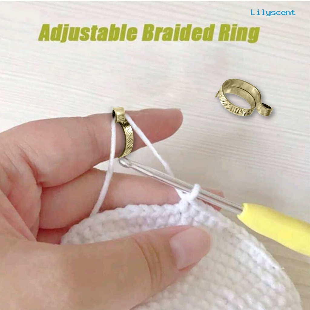 [LS] Adjustable Ring Type Alat Rajut Loop Crochet Memakai Aksesoris Jahit Bidal