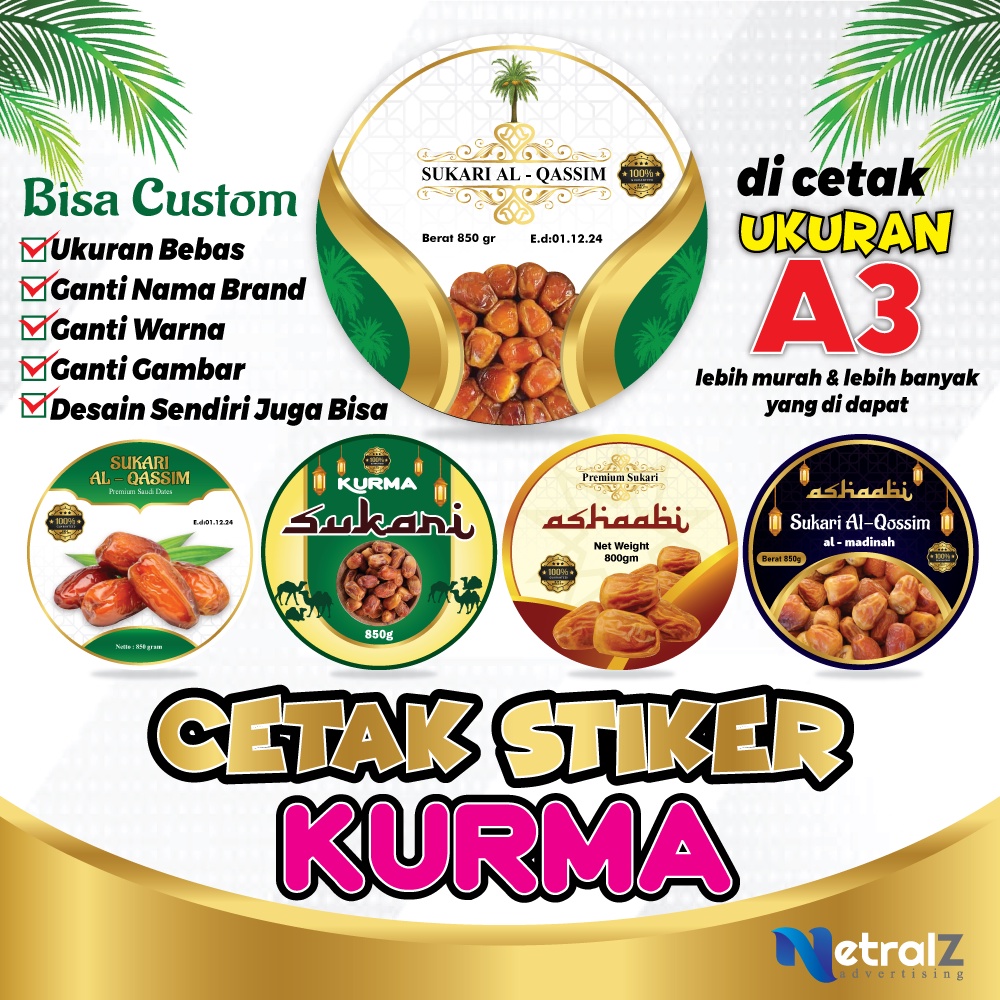 STIKER LABEL KURMA / STIKER KURMA SUKARI / STIKER KURMA AJWA / STIKER KURMA KHALAS