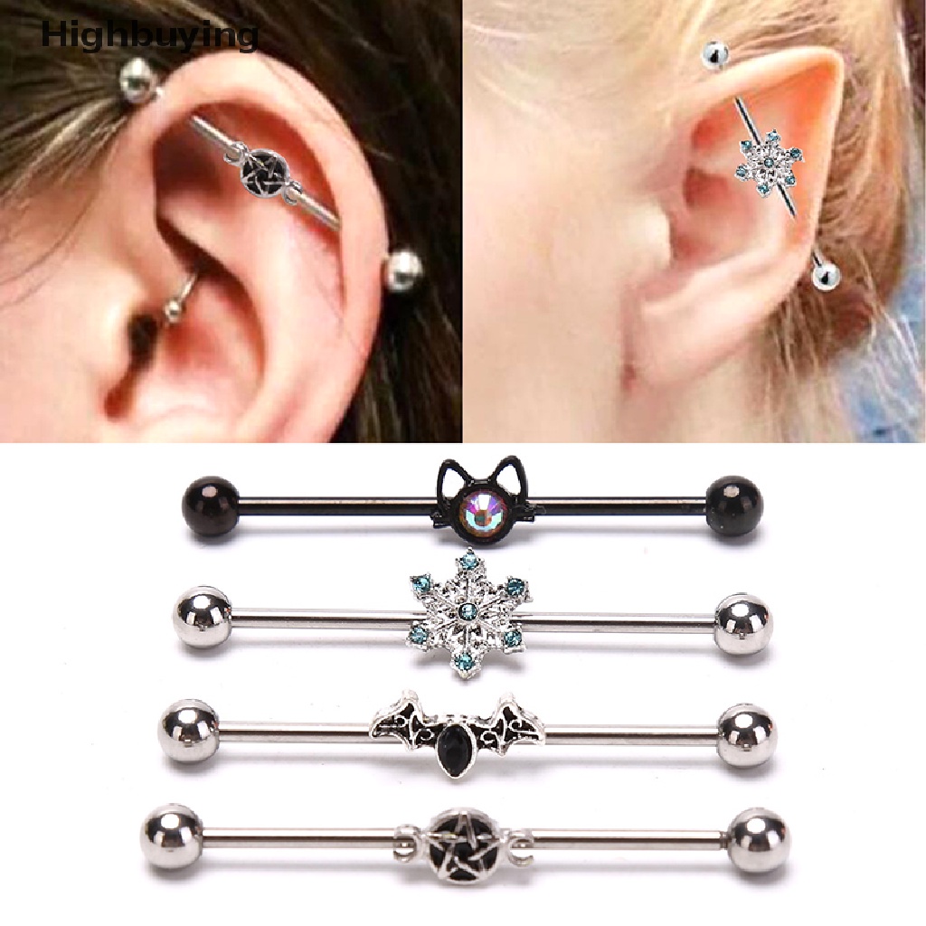 Hbid 1Pc Stainless Steel Helix Cartilage Tragus Panjang Telinga Bar Anting Perhiasan Glory