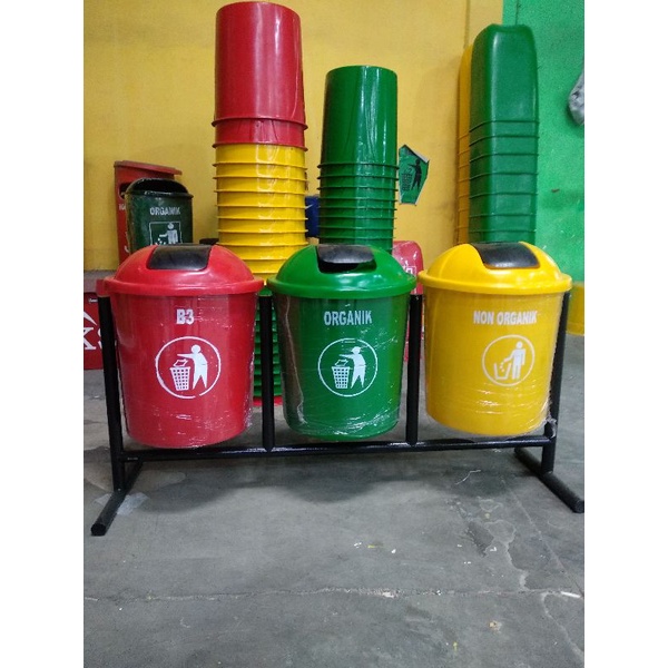 tempat sampah fiberglass 3 in 1 Bulat