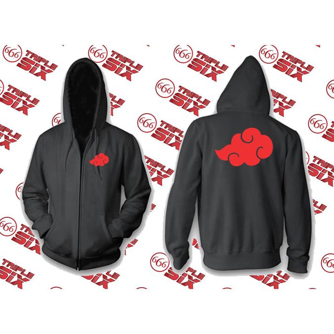 Jacket Anime Akatsuki Naruto Shippuden Boruto Sweater Hoodie Pria Bahan Fleece Sablon Polyflex Zippe