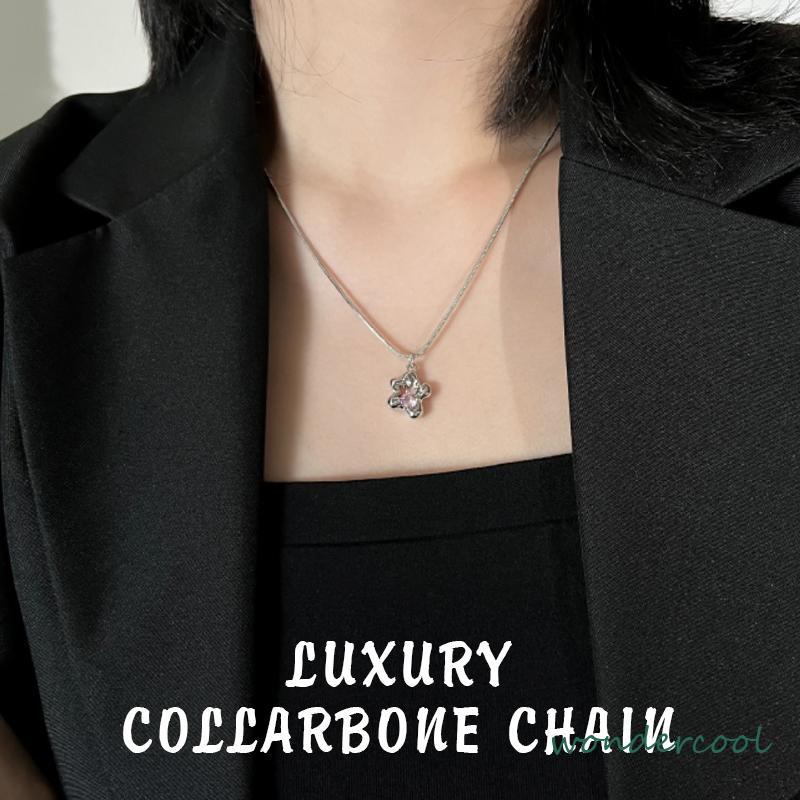 Kalung Bunga Rantai Klavikula Mewah Sense Light Desain Canggih Wanita-Won