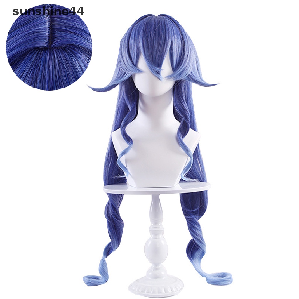 Sunshine Genshin Impact Layla Cosplay Wig Keriting Wig Gradien Biru Wig Cosplay Anime Cosplay Wig Tahan Panas Wig Sintetis Wig Pesta Halloween Prop.