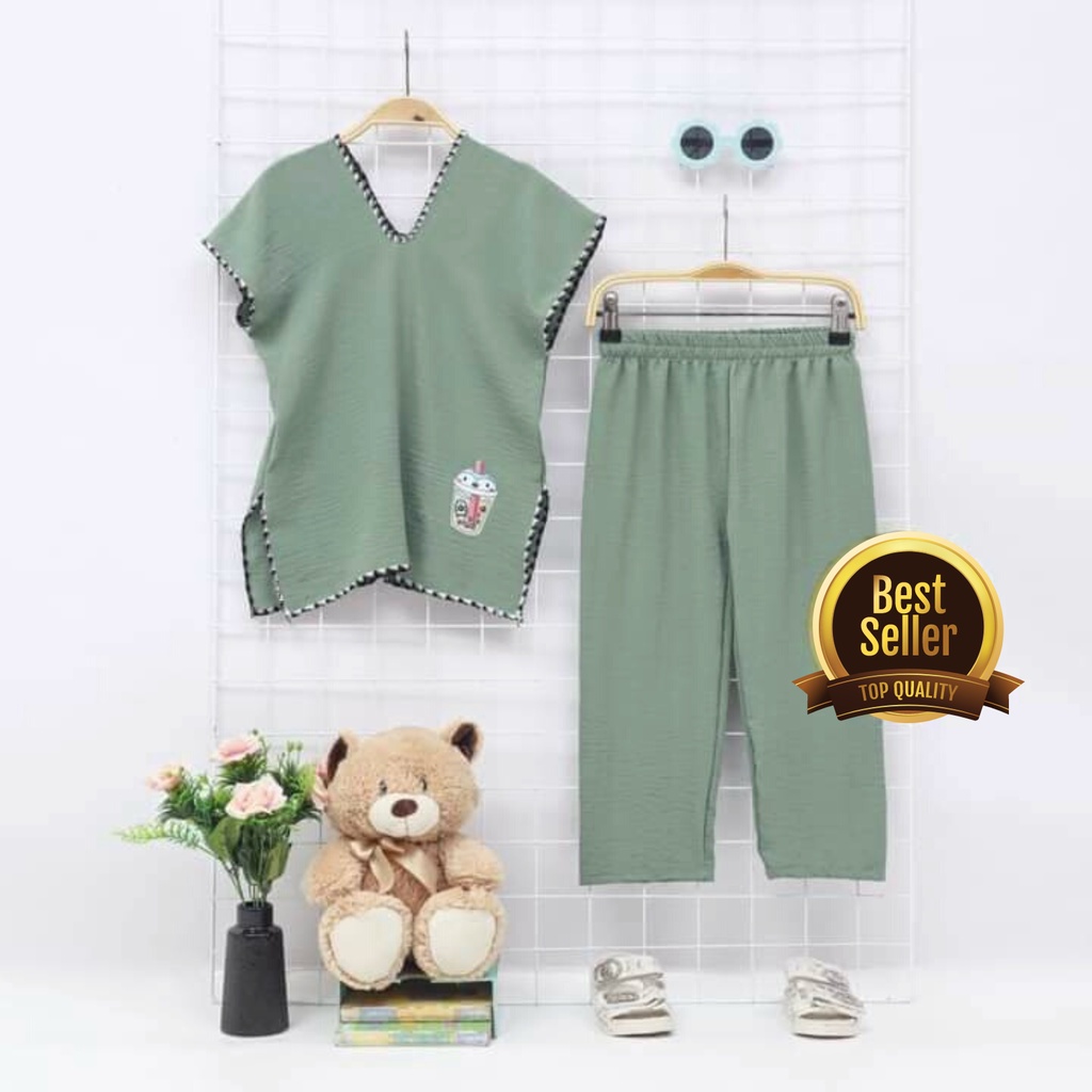 One Set Nagita Anak Viral Kekinian Crincle Airflow / Set Cringkle Anak Viral