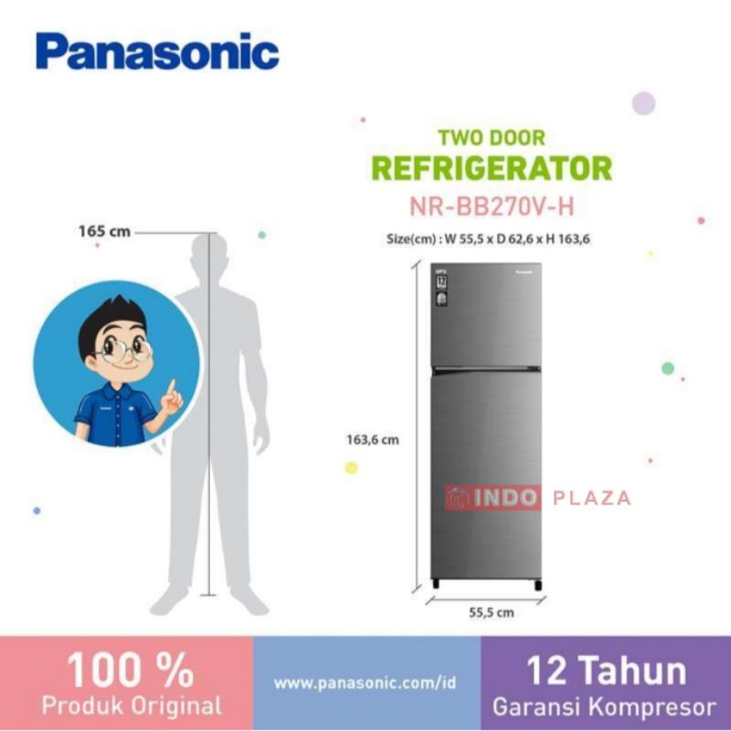 KULKAS PANASONIC 2 Pintu INVERTER NR-BB270V-H 266 Liter