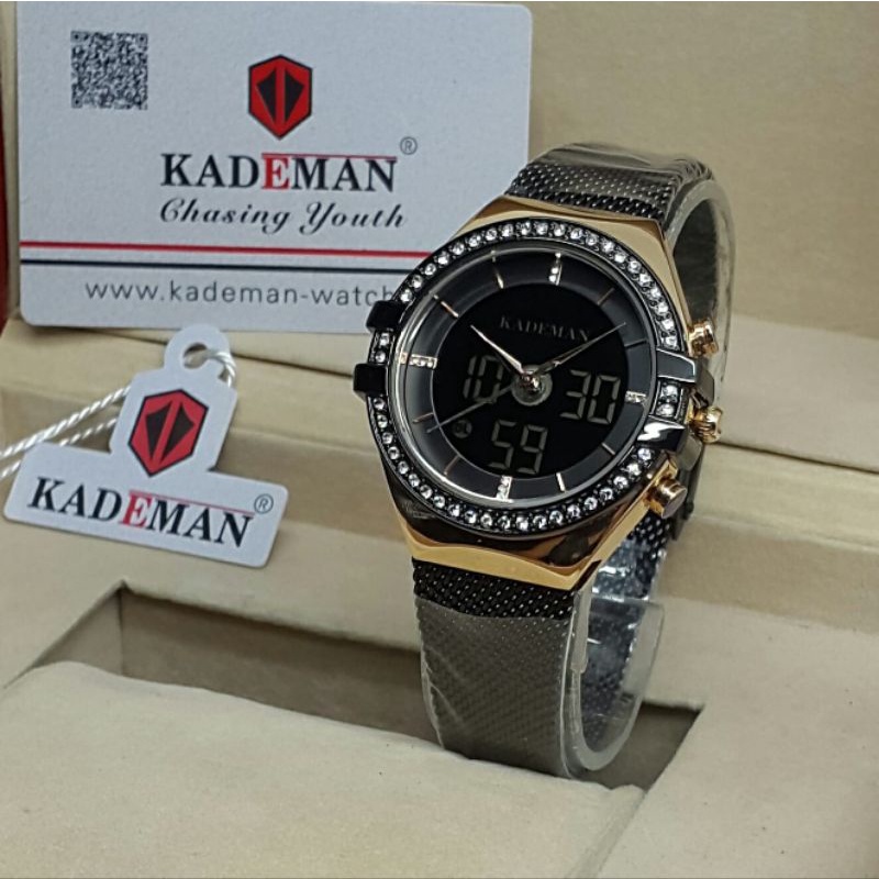 Jam tangan permata kademan wanita rantai pasir DT K7024 water resistend Analog-Digital